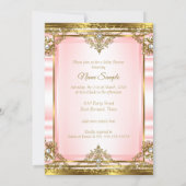 Pink Gold White Pearl Princess Baby Shower Ethnic Invitation (Back)