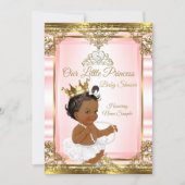 Pink Gold White Pearl Princess Baby Shower Ethnic Invitation (Front)