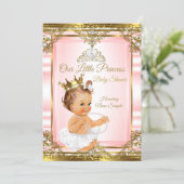 Pink Gold White Pearl Princess Baby Shower Light Invitation (Standing Front)