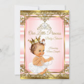 Pink Gold White Pearl Princess Baby Shower Light Invitation (Front)