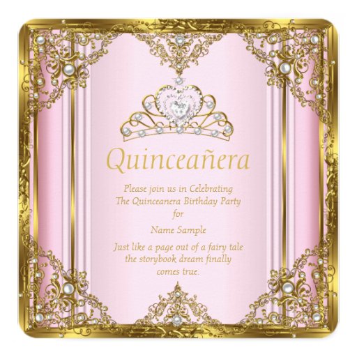 Quinceanera Invitations Pink And Gold 8