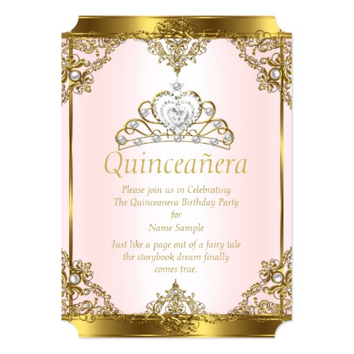 Quinceanera Invitations Pink And Gold 2
