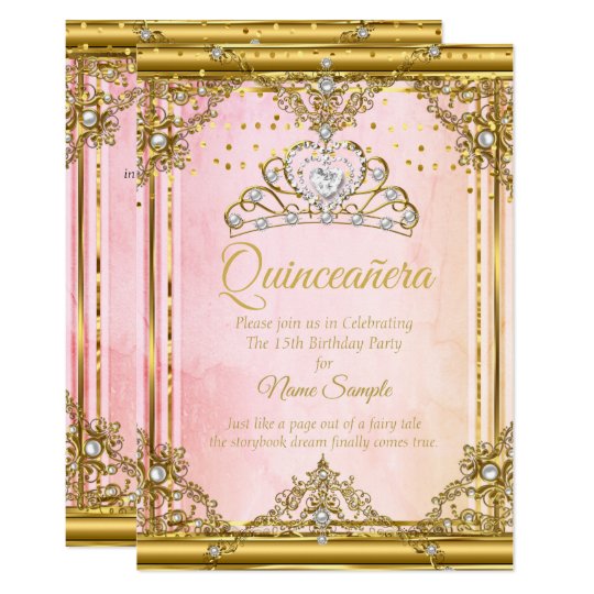 Quinceanera Invitations Pink And Gold 3