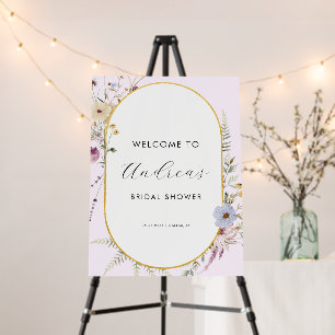 Pink Gold Wildflower Spring Bridal Shower Welcome Foam Board