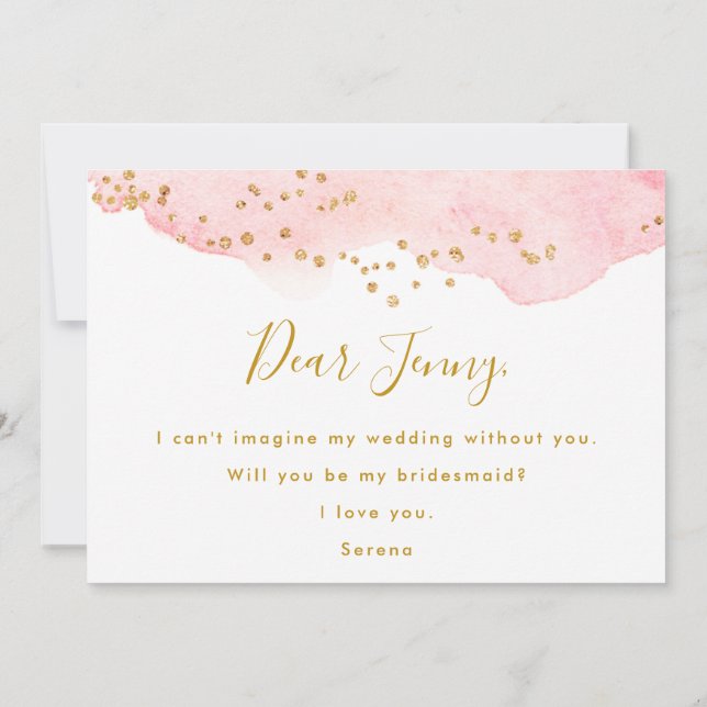 Pink Gold Will You Be My Bridesmaid (Back)