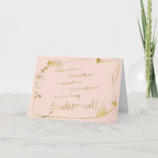 Pink Gold - Will You Be My Bridesmaid Wedding Day Invitation
