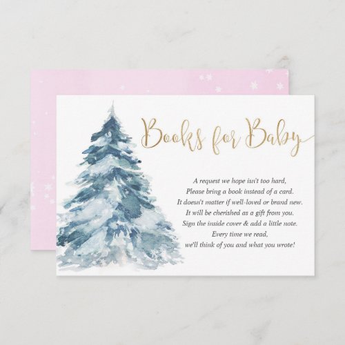 Pink gold winter christmas snow books for baby enc enclosure card