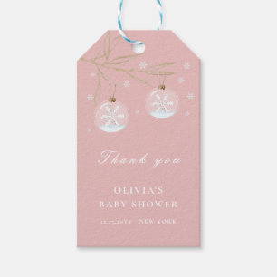 Pink Gold Winter Snowflake Baby Shower  Gift Tags