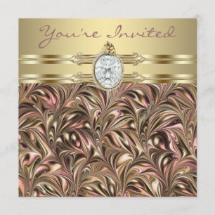Pink Gold Womans Birthday Party Invitations
