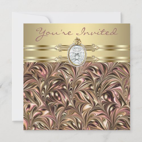 Pink Gold Womans Birthday Party Invitations