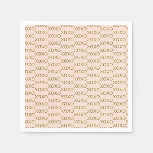 Pink & Gold xoxo Valentine's Party Napkins (Front)