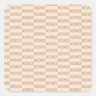 Pink & Gold xoxo Valentine's Party Square Sticker