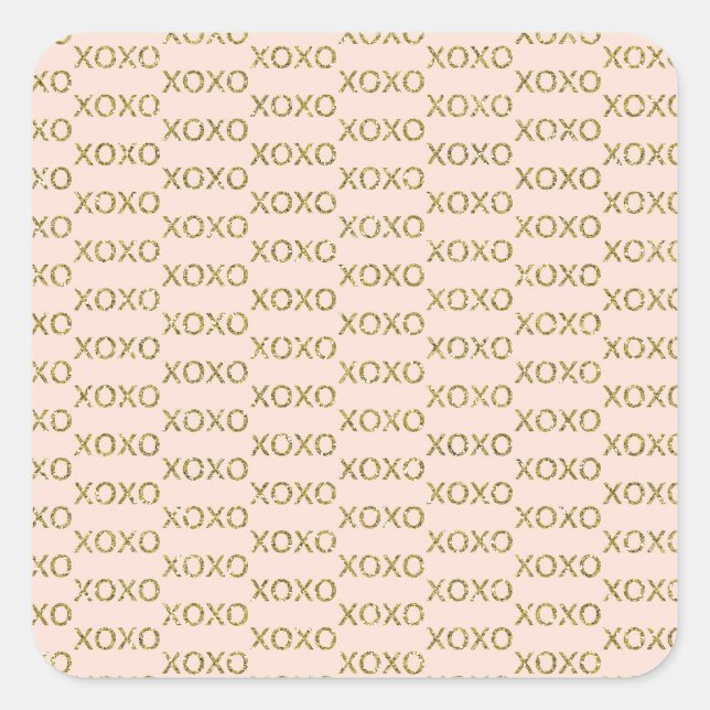 Pink & Gold xoxo Valentine's Party Square Sticker (Front)