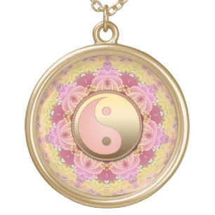 Pink+Gold Yin Yang Fractal Energy Necklace