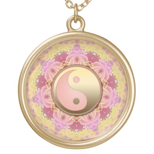 PinkGold Yin Yang Fractal Energy Necklace