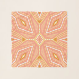 Pink Gold Zigzag Geometric Pattern Scarf