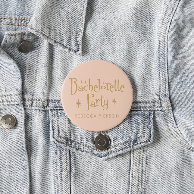 Pink Golden Bachelorette Party  Button (Creator Uploaded)
