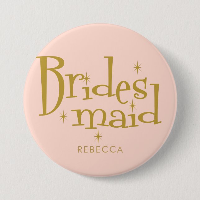 Pink Golden Bridesmaid gift Party  Button (Front)