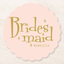 Pink Golden Bridesmaid Gifts Paper Coaster
