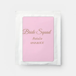 Pink golden bridesmaid squad add name girly tea bag drink mix
