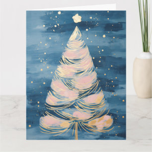 Pink Golden Christmas Tree Card