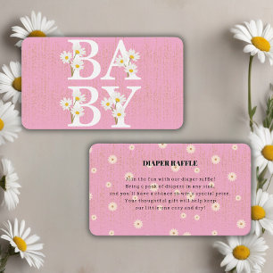 Pink Golden Daisy Glitter Glow Baby Shower Enclosure Card