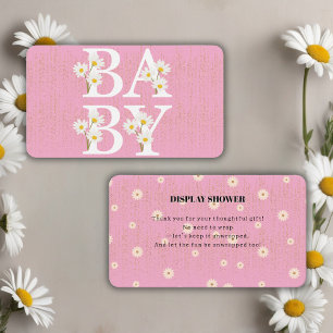 Pink Golden Daisy Glitter Glow Baby Shower Enclosure Card