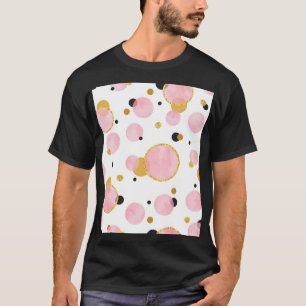 Pink Golden Dots, Geometric Vintage. T-Shirt