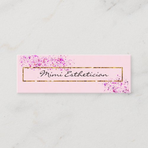 Pink Golden Frame Confetti Professional Beauty   Mini Business Card
