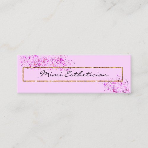 Pink Golden Frame Confetti Spark Professional  Mini Business Card