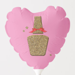Pink golden glitter NAIL stylist heart balloon