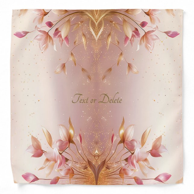 Pink Golden Leaves Floral Bandana (Front)