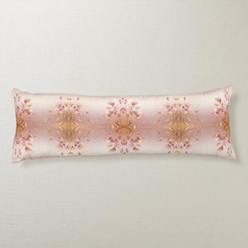 Pink Golden Leaves Floral Body Pillow