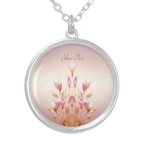 Pink Golden Leaves Floral Necklace