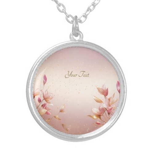 Pink Golden Leaves Floral Necklace