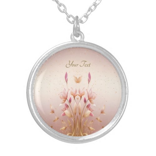 Pink Golden Leaves Floral Necklace