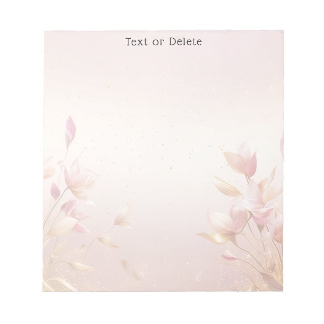 Pink Golden Leaves Floral Notepad (Front)