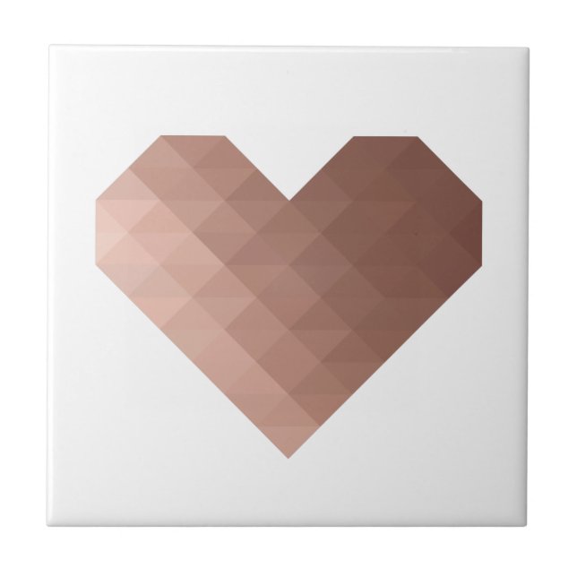 Pink golden metallic 3d effect geomteric heart ceramic tile (Front)