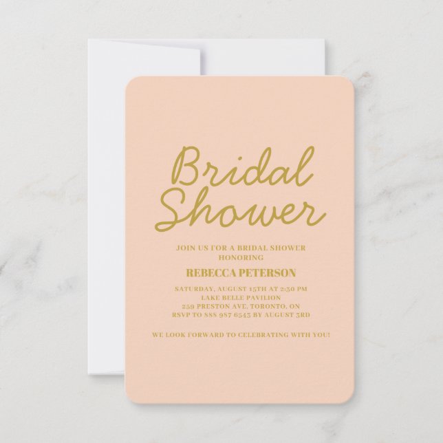 Pink golden Minimal Bridal Shower Invitation (Front)