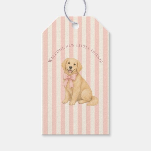 Pink Golden Retriever Baby Shower  Gift Tags