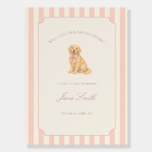 Pink Golden Retriever Baby Shower Welcome Sign