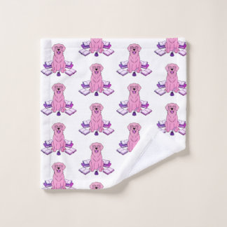 Pink Golden Retriever Writer Pink Pattern Design Wash Cloth