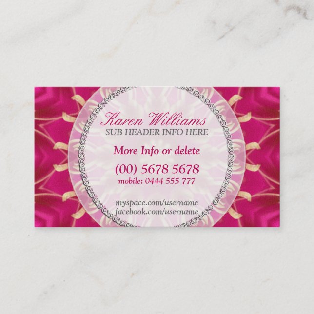 Pink Golden Solar Star Business Cards (Front)
