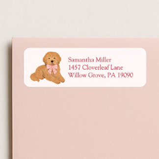 Pink Goldendoodle Puppy Dog Return Address Label