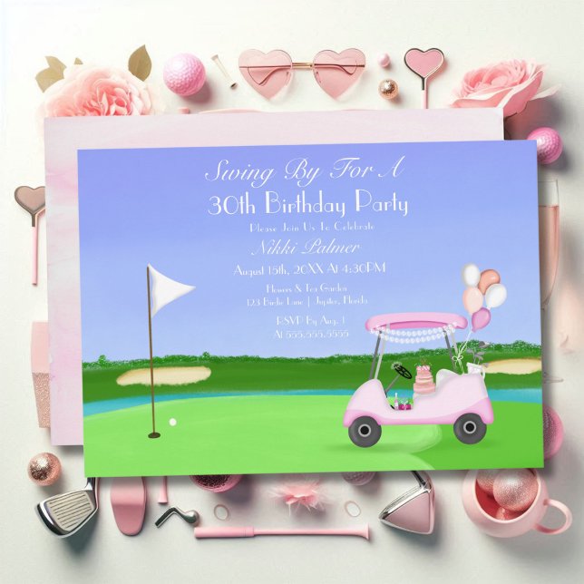 Pink Golf 30th Birthday Party Invitation (Creator Uploaded)