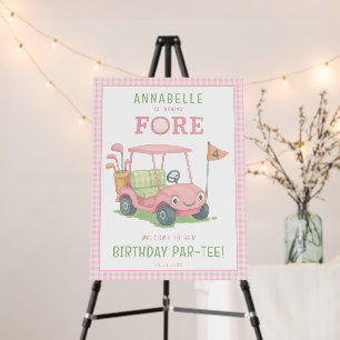 Pink Golf 4th Birthday Welcome Sign