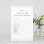 Pink golf baby word scrabble baby shower 