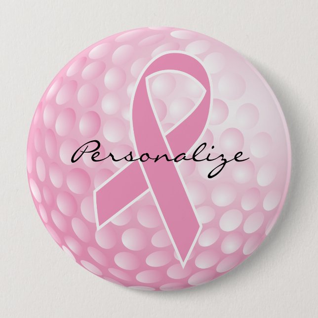 Pink Golf Ball - Cancer Support Pinback Button (Front)