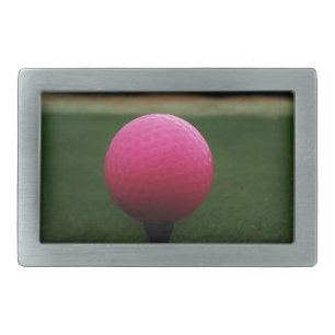Pink Golf Ball on a mountain golf course Belt Buckle