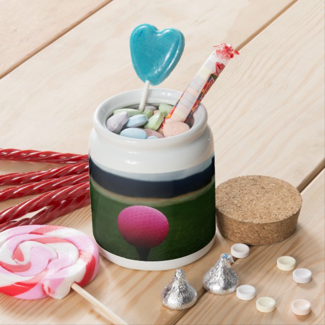 Pink Golf Ball on a mountain golf course Candy Jar (In Situ)